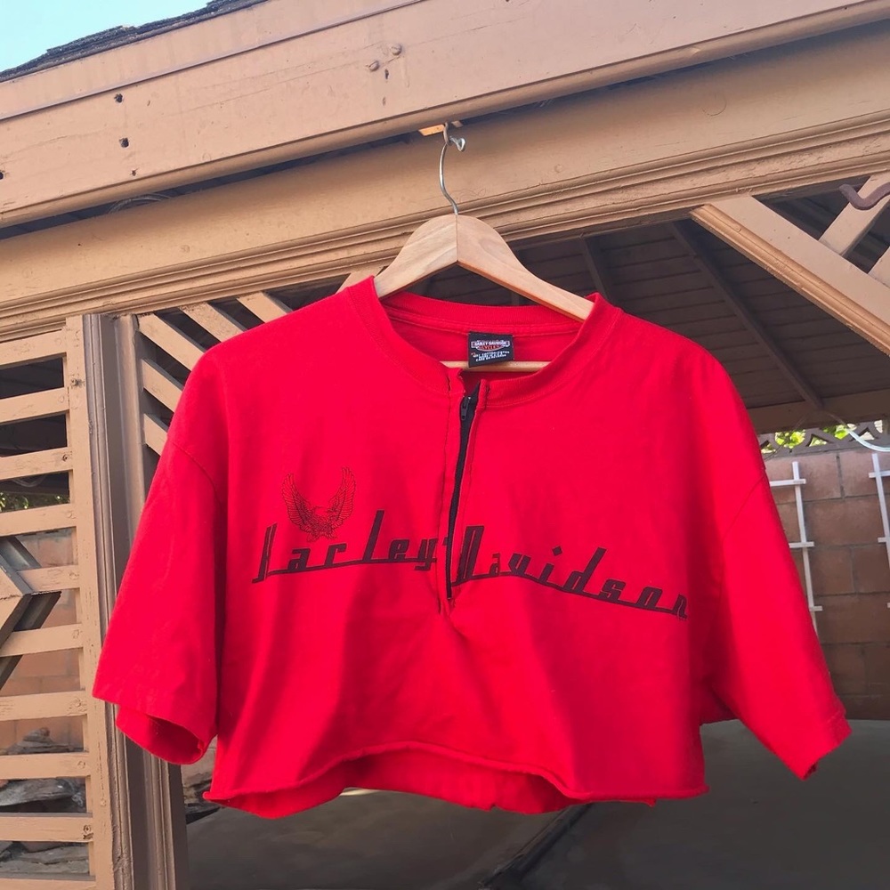 Harley David reworked quarter zip crop - top SOLD